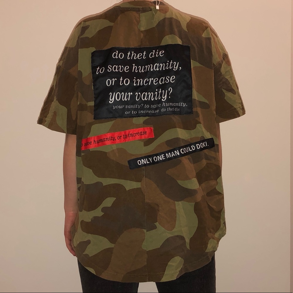 Camouflage T-Shirt w/ Rubber & Satin Detailing